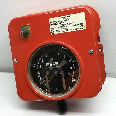 Frank W Murphy OPLC-S-1500 Swichgage Surface Mount 0-1500 PSI Switch Gauge  • $310