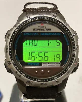 £60 • Buy TIMEX EXPEDITION WATCH WITH DIGITAL COMPASS Vintage Timex Watch Working