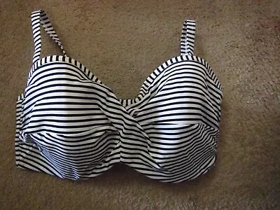 PANACHE Black & White Striped Anya Underwire Bikini Top Size 36F • $9.99