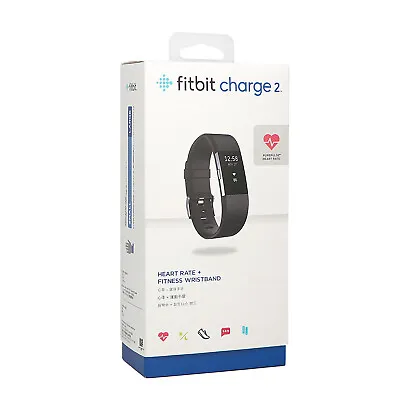 $109.99 • Buy Fitbit Charge 2 HR Heart Rate Monitor Fitness Wristband Tracker -Black Large