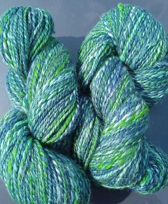Handspun DK  Under The Sea  Soft Pure Merino Wool And Silk Yarn 100g/278yds • £15