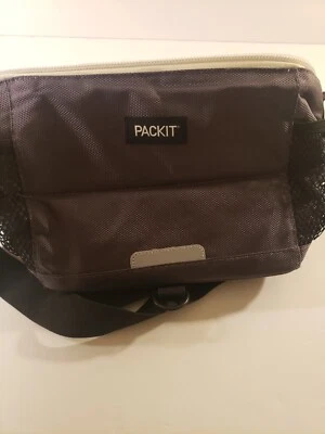 $21.99 • Buy PACKIT Freezable Black Lunch Bag With Zipper Side Storage And Shoulder Strap