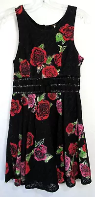 Free People Black Red Rose Katherine Pierce Vampire Diaries Dress Size 2 EUC • £52.02