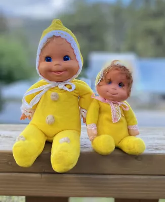 Vintage 1970 Mattel Yellow Baby Beans Itsy Bitsy Bean Bag Doll Lot Of 2 Taiwan • $59.99