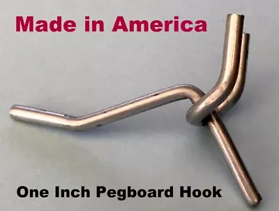 (10 PACK) One Inch All Metal Peg Hooks For 1/8  To 1/4  Pegboard Or Slatwall USA • $7.35