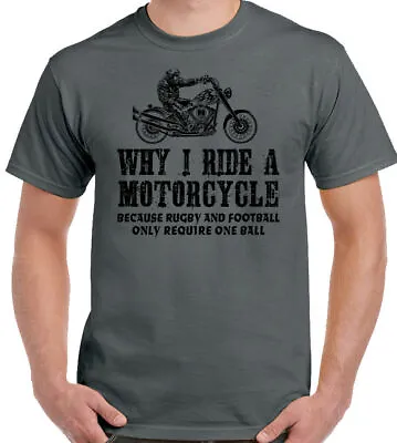 MOTORCYCLE T-Shirt Why I Ride A Mens Funny Motorbike Biker Yamaha Bike Kawasaki • £10.94