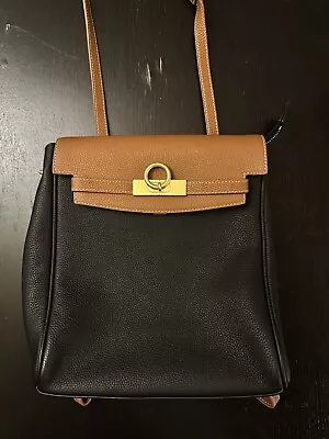 PARISA WANG NY Black And Brown Pebbled Leather Backpack Shoulder Bag EUC • $100