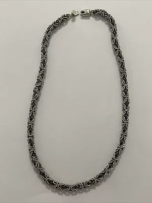 Vintage Mexico Taxco Sterling Silver Byzantine Link Chain Necklace 16” • $120