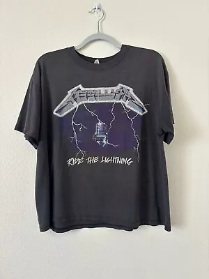 Vintage 1987 Metallica Ride The Lightning Electric Chair T-shirt XL 80s Band Tee • $216