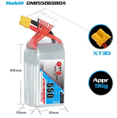 £20.90 • Buy GNB 550mAh 6S 80C LiPo Battery XT30, UK!