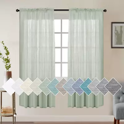 Professional Title:  Turquoize White Sheer Linen Curtain Panels - Natural Linen  • $43.98