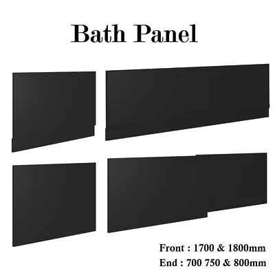 Bathroom Wooden MDF Front End Side L Shape Bath Panel Matt Black Easy Cut • £30.99
