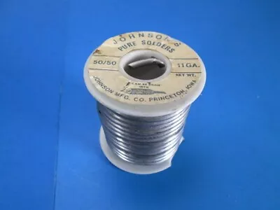 Vintage JOHNSON'S Pure Solder 50/50 - 14oz. Roll - 11 GA .125 Dia. FREE SHIPPING • $20.99