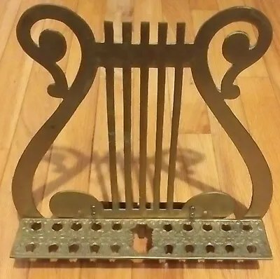 Rare Vintage Solid Brass Lyre Harp Ornate Design Music Note Book Stand Top Only • $69.95