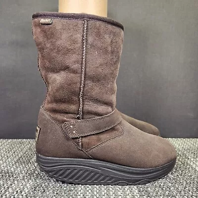 $49 • Buy Skechers Shape Ups Boots Womens Size 8.5 Brown Suede Leather Faux Fur Lined Shoe