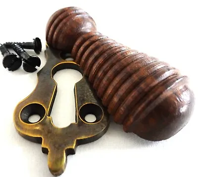 £6.99 • Buy Cover Keyhole Escutcheon Rose Wood  Key Hole Door Ebony Black Brass  Beehive