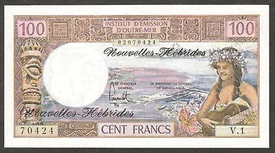 New Nouvelles Hebrides Vanuatu 100 Francs P-18d 1977 GEM UNC Emboss • $42.99