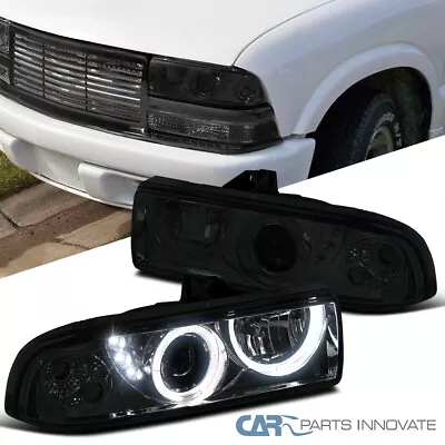 Smoke Projector Headlights Fits 1998-2004 Chevy S10 Pickup Blazer LED Halo L+R • $103.95