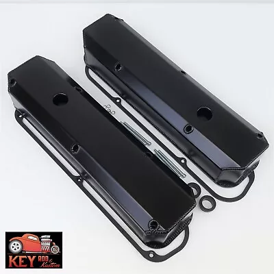 Fits Small Block Mopar Black Fabricated Aluminum Valve Covers Dodge 318 360 • $134.95