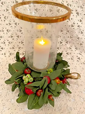 $24.99 • Buy Vintage MCM Brass Candle Holder Hurricane Chimney Wedding Christmas Decor