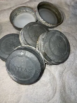 Vintage Atlas Small Mouth Zinc Canning Lids With Porcelain Insert • $5