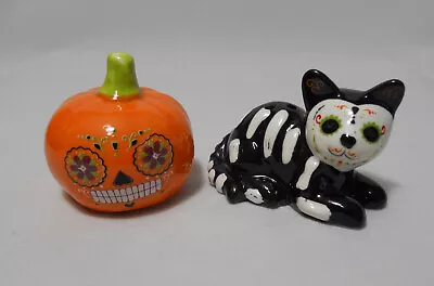 Cracker Barrel Mini Cat Pepper & Pumpkin Salt Shakers - Lot Of 2 • $11.79