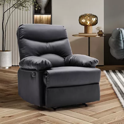 Manual Armchair Sofa Luxury PU Leather Lounge Cinema Recliner Chair W/Footrest • £209.95