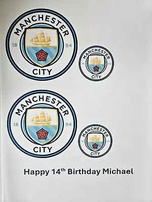 Edible Fondant Icing Sheet Manchester City Football Club Cake Cupcake Topper  • £8.99