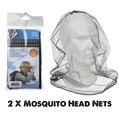 2 X Midge Mosquito Insect Hat Bug Mesh Head Net Face Protector Travel Camping UK • £5.49