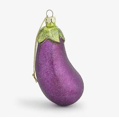 Eggplant Glass Ornament Italian Food Pasta Spaghetti Garden Vegetable Men Emoji • $24.99