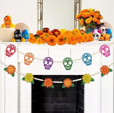 Day Of The Dead Decorations - NO DIY - Dia De Los Muertos Felt Skul • $9.99