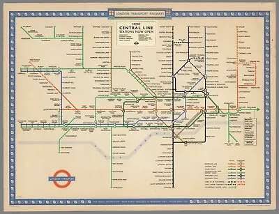 Home Wall Art Print -Vintage Map Poster- LONDON UNDERGROUND 1947 -A4A3A2A1A0 • £6.99