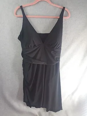 Magicsuit Black Swim Dress One Piece Swimsuit Size 18 Bathing Suit A-Line Skirt • $45.95