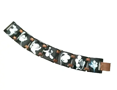 Vintage Copper Bracelet Black And White Enamel Copper Wide Link Bracelet • $19.99