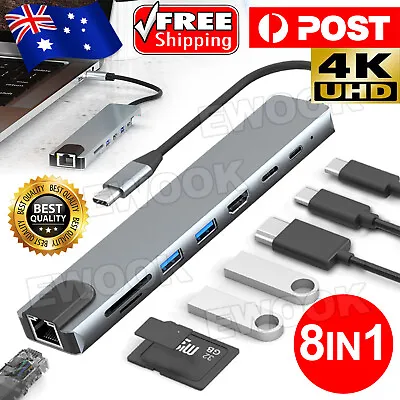 $20.95 • Buy 8in1 USB-C Type C HD Output 4K HDMI Usb 3.0 HUB Adapter For MacBook IPad Pro AU