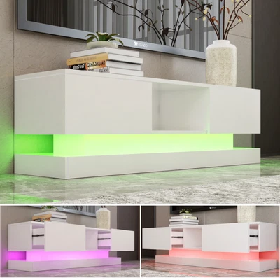 $128 • Buy TV Cabinet Entertainment Unit Stand LED RGB Gloss Storage Furniture