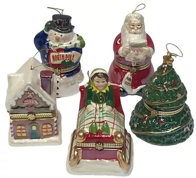 Set Of 5 Mr Christmas Musical & Motion Hinged Trinket  Ornaments & Gift  Bags • $130.95