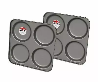 £9.99 • Buy 2x 4 Cup Yorkshire Pudding Muffin Tray Non Stick Pan Tin Tart Dessert Bun Tray