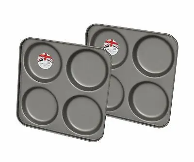 Yorkshire Pudding 2x 4 Cup Muffin Double Non Stick Pan Tin Tart Dessert Bun Tray • £8.99