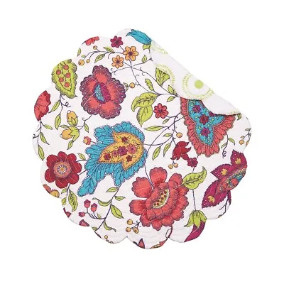 $21.99 • Buy Set Of 2 C&F TEAGAN Floral Quilted Round Cotton Placemats