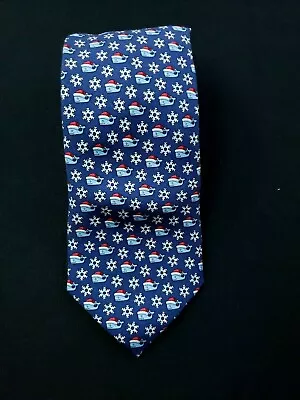 Vineyard Vines Snowy Santa Pattern 100% Silk Tie Made In USA • $39.99