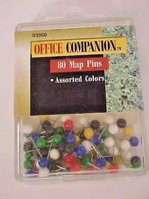 Map Pins Office Companion 03920 Assorted Colors Lot Of 80 Made In Taiwan • $5