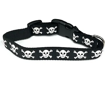 $10.80 • Buy Skull & Crossbones 12-14  Neck Dog Collar Black White Only OBO Free Shipping
