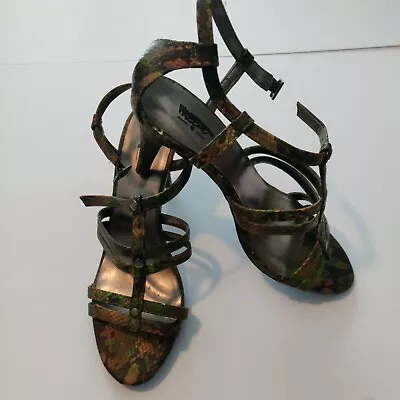 Mossimo Woman's Size 8 High Heel Sandals Camouflage Print Buckle Closure • $19.85