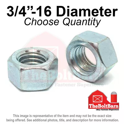 3/4 -16 Grade 5 Finished Hex Nuts Zinc Plated FINE Thread (Pick Quantity) • $10.99