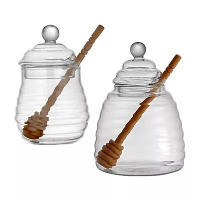 Transparent With Dipper And Lid Stays Fresh Honey Glass Pot Honey Jar • $20.58