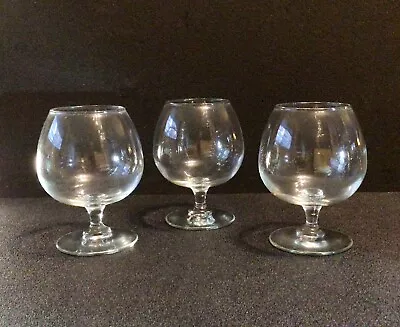 Set Of 3 Vintage Brandy Snifters Footed Glasses Clear Glass  • $15