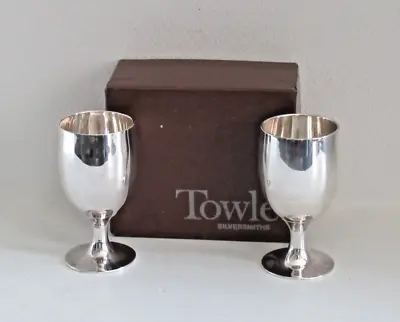 Vintage Pair Of Towle Cordial Goblets Silver Plated EPNS Wedding New Years Boxed • $68