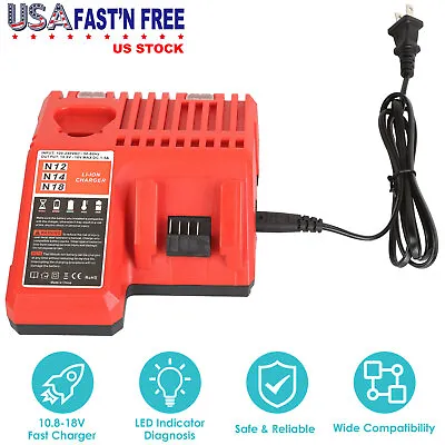 Rapid Charger Compatible With Milwaukee Battery 48-59-1812 48-59-1808 M12 M18 • $30.92