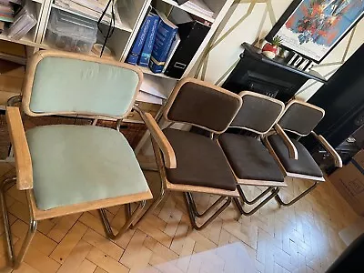 Marcel Breuer Cesca Style Retro Dining Chairs (Cantilever Tubular 70s Style) • £300